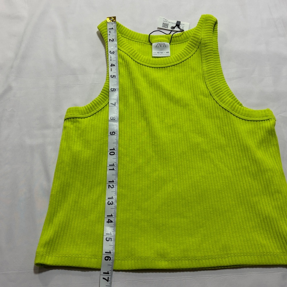 Zara girls cropped tank top size 13-14 lime green NWT - Picture 5 of 7